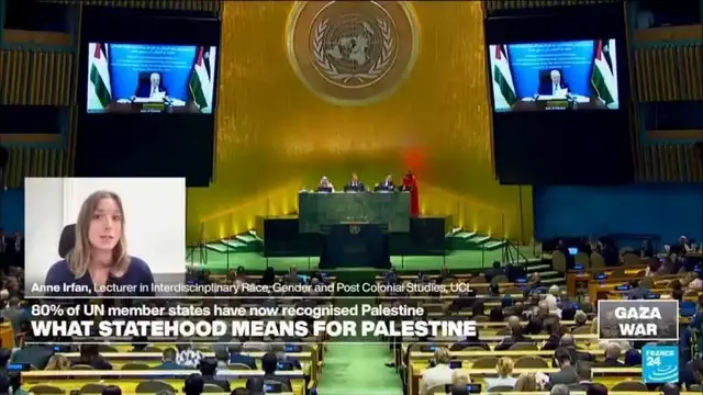 'Video thumbnail for 'Lack of political will': Anne Irfan on decades-long West inaction in recognising Palestinian state'