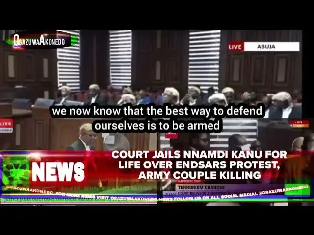Video thumbnail for Court Jails Nnamdi Kanu For Life Over ENDSARS Protest, Army Couple Killing