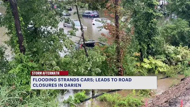 Video thumbnail for Heavy rain leaves several Connecticut communities with flooded streets and roadways