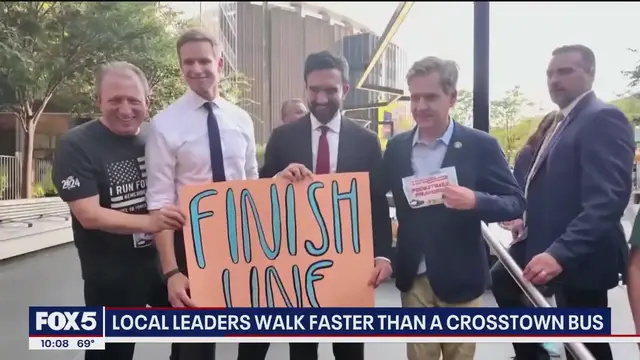 'Video thumbnail for Pedestrians walk faster than NYC crosstown bus'