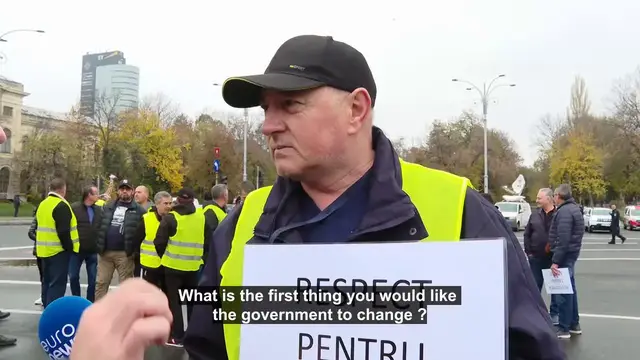 'Video thumbnail for Thousands march through Bucharest in protest against austerity measures'