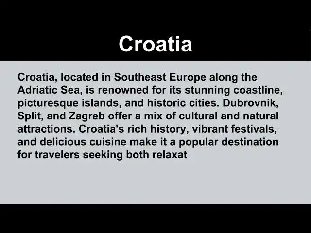 Video thumbnail for Short Paragraph on Croatia