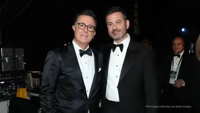 'Video thumbnail for Jimmy Kimmel, Stephen Colbert talk cancellations on each other's shows'