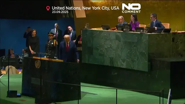 'Video thumbnail for Trump’s UN visit marked by malfunctioning escalator and teleprompter'