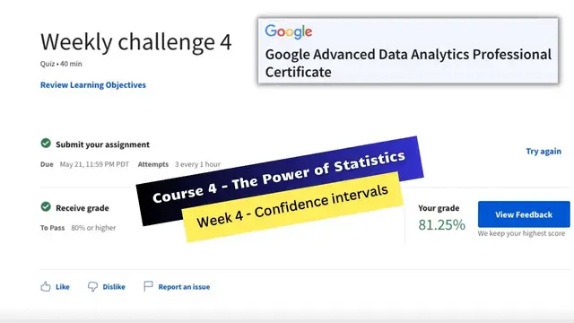 Video thumbnail for the power of statistics coursera weekly challenge 4 answers || Google Advanced Data Analytics