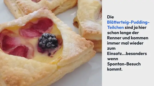 Video thumbnail for Puff pastry pudding pieces with fruit