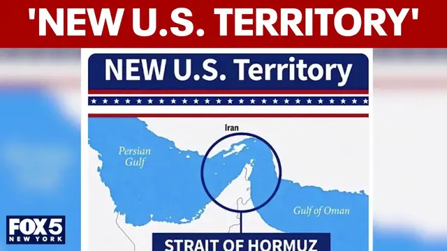 Video thumbnail for Trump labels Strait of Hormuz 'New U.S. Territory' as Iran threatens response