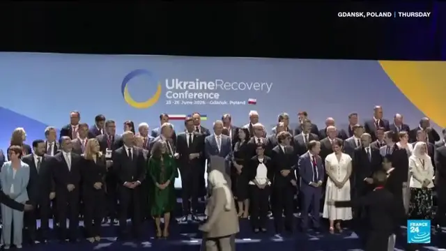 Video thumbnail for Ukraine recovery summit opens in Poland without Zelensky