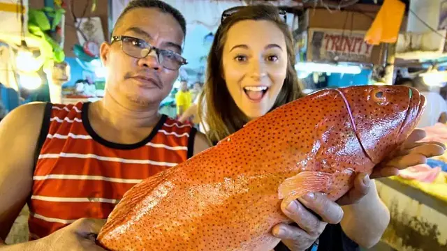 'Video thumbnail for FILIPINO SEAFOOD: We Love The Philippines!! PALAWAN FISH + DAVAO DURIAN in Manila! PINOY STREET FOOD'