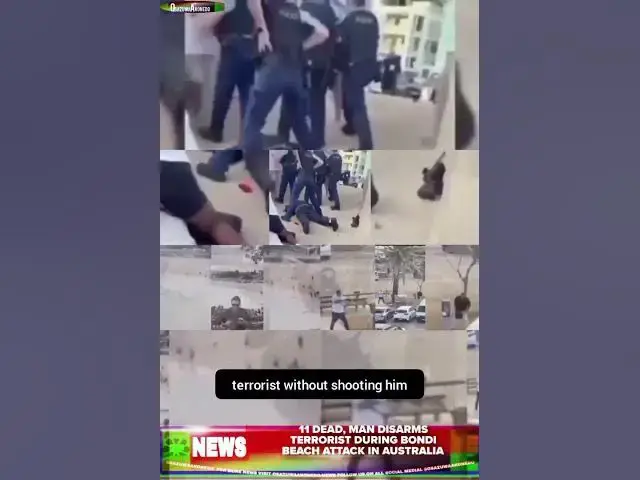 Video thumbnail for 11 Dead, Man Disarms Terrorist During Bondi Beach Attack In Australia
