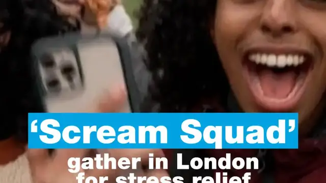 'Video thumbnail for ‘Scream Squad’ gather in London for stress relief'