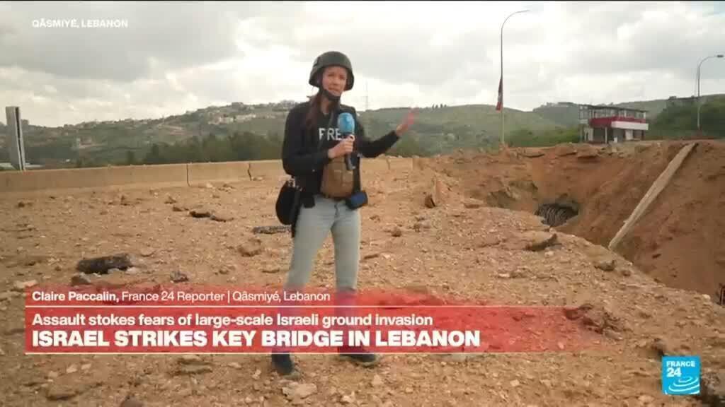 Video thumbnail for Israel strikes key bridge in south Lebanon, stoking fears of ground invasion