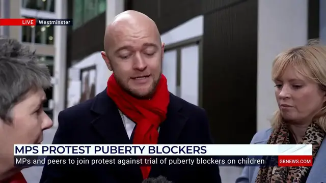 Video thumbnail for WATCH: Sarah Pochin joins MPs at Westminster protest against puberty blocker trial