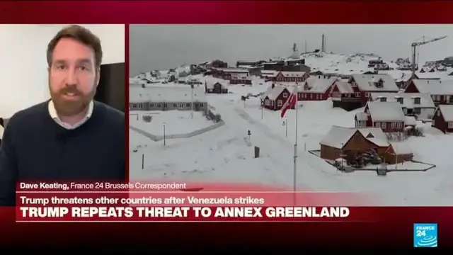 Video thumbnail for Europe's reaction muted as Trump repeats threats of Greenland annexation
