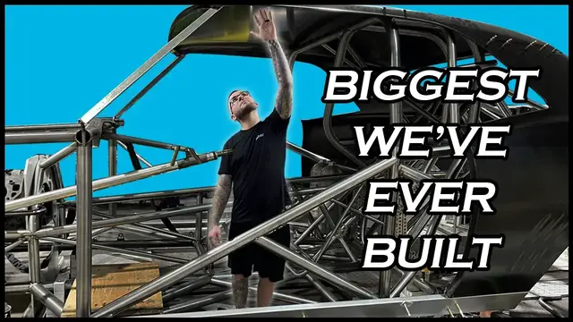'Video thumbnail for Built for a GIANT. Cleetus McFarlands funny car cage is finished!'