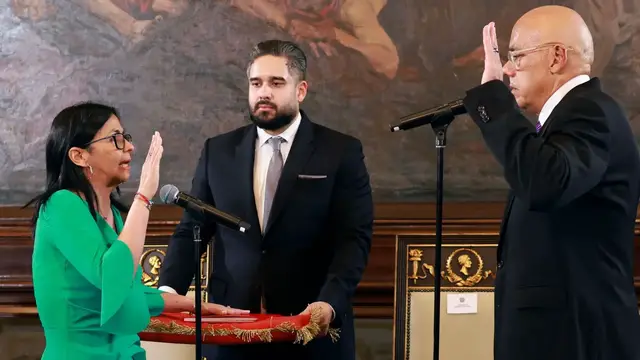 Video thumbnail for Delcy Rodriguez sworn in as Venezuela’s interim president after Maduro abduction