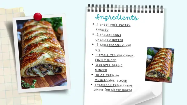 Video thumbnail for Savory Mushroom & Gruyère Puff Pastry Braid – Elegant, Buttery & Crowd-Pleasing