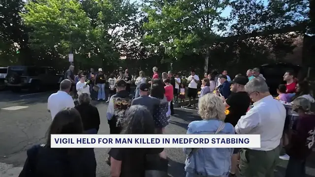 Video thumbnail for 'He didn’t deserve what he got.' Medford community holds candlelight vigil for man who was fatally stabbed