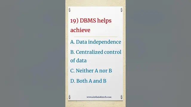 'Video thumbnail for DBMS MCQ Questions Part 4 #mcq #mcqquestions #technology #dbms  #mcqs #databasemanagementsystem'