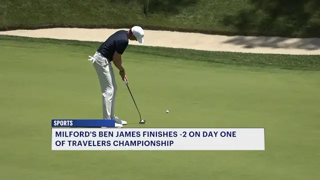 Video thumbnail for Milford native Ben James finishes 2 under on day one of the Travelers Championship