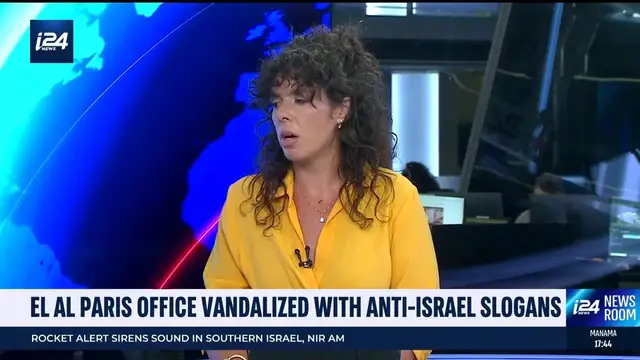 'Video thumbnail for El Al Paris office vandalized with anti-Israel slogans'