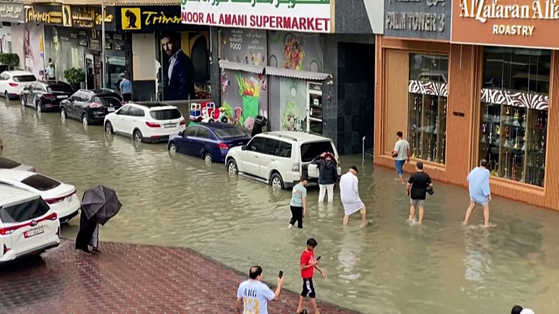 Video thumbnail for UAE: Flood chaos in Sharjah as heavy rain paralyses traffic