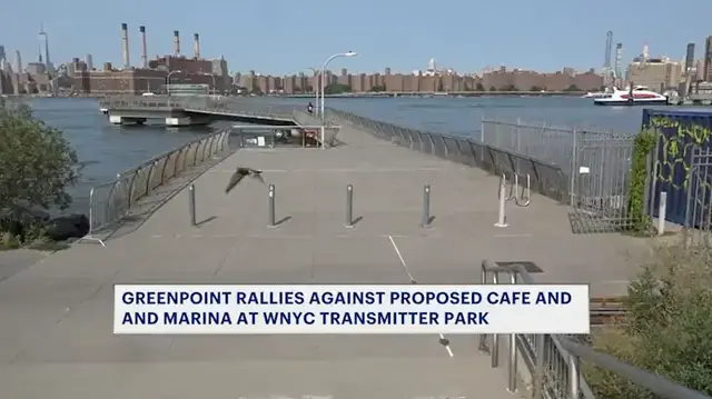 Video thumbnail for 'People just don't like it' Greenpoint rallies against proposed cafe and marina at WNYC Transmitter Park