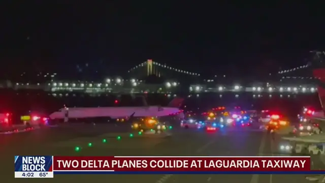'Video thumbnail for 2 Delta planes collide at LaGuardia; UK synagogue terror attack | FOX 5 News Block'