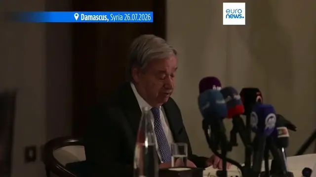Video thumbnail for UN chief calls for end of all sanctions on Syria during second day of visit