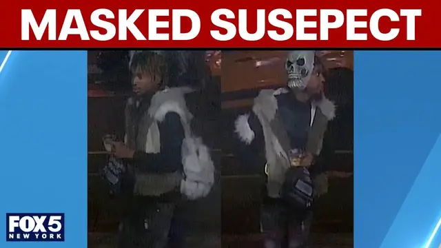 Video thumbnail for Suspect in skull mask wanted for East Village stabbing, NYPD says