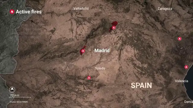 Video thumbnail for Spain: MOTION GRAPHICS - EU deploys aircraft, firefighters to battle wildfires in France, Spain.