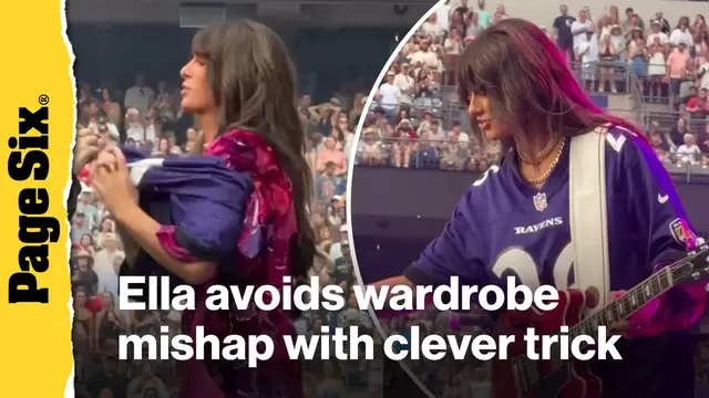 Video thumbnail for Country star Ella Langley fixes potentially catastrophic wardrobe malfunction with clever trick