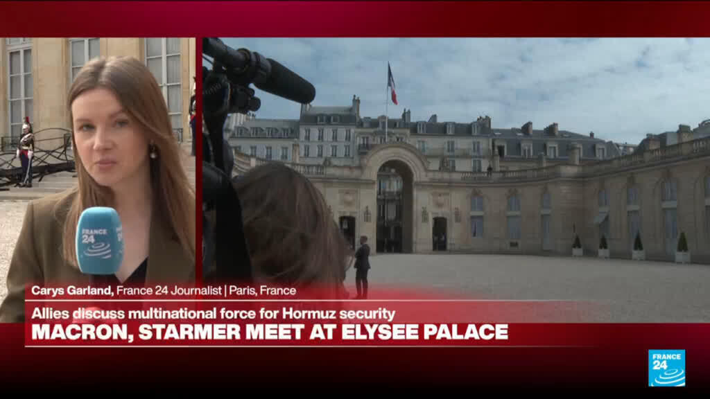 Video thumbnail for Strait of Hormuz: Macron, Starmer meet at Elysée Palace