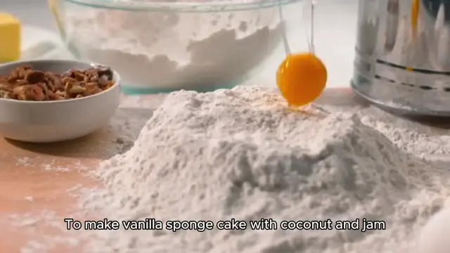 'Video thumbnail for Vanilla sponge cake with coconut and jam (recipe) '