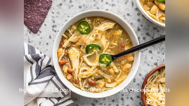 Video thumbnail for white chicken chili crockpot recipe