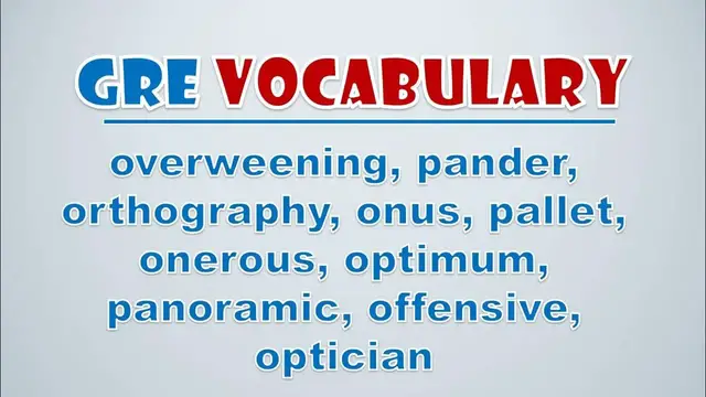Video thumbnail for GRE Vocabulary: Overweening, Pander, Orthography, Onus, Pallet, Onerous, Optimum, Panoramic