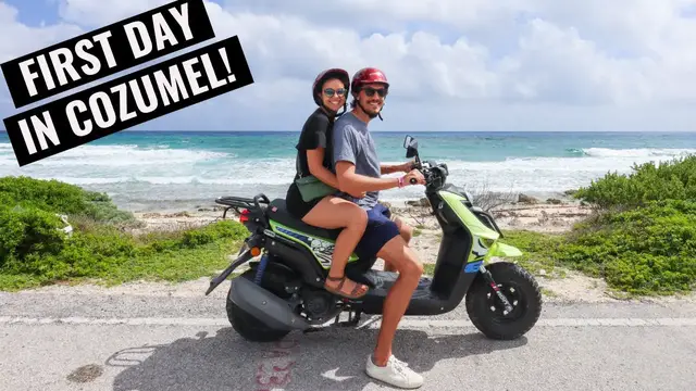'Video thumbnail for OUR FIRST COZUMEL TRAVEL VLOG! // Renting A Scooter For The FIRST TIME! Snorkeling, Sunsets & Tacos!'