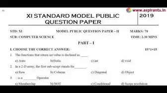 Video thumbnail for 11th Computer Science Public Exam March 2019 - Model Question Paper - 4 (English Medium)