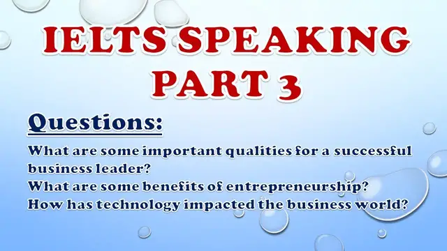 Video thumbnail for IELTS Speaking Part 3 - What are some important qualities for a successful business leader?