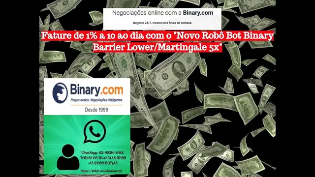 Video thumbnail for "NOVO ROBÔ BOT BINARY  Barrier Lower  Martingale 5x" Fature de 1% a 10% ao dia operando você mesmo🤑