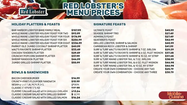Video thumbnail for red lobster menu