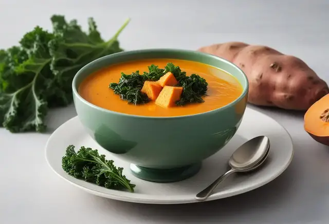 Video thumbnail for Organic Sweet Potato and Kale Soup Recipe