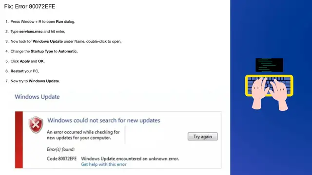 Video thumbnail for Fix Microsoft Windows Update Error 80072EFE