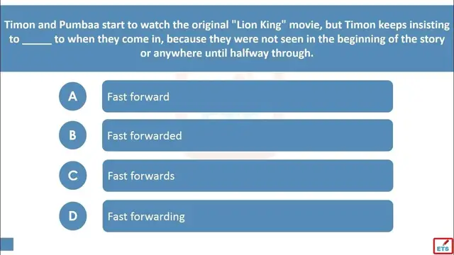 Video thumbnail for English Verb Tenses: Fast, Forward, Fast, Forwards, Fast, Forwarded, Fast, Forwarding Quiz