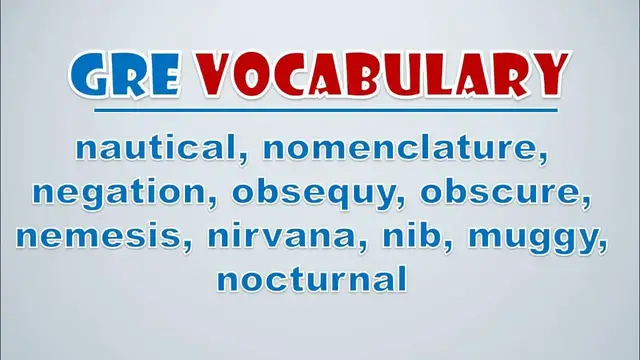 Video thumbnail for GRE Vocabulary: Nautical, Nomenclature, Negation, Obsequy, Obscure, Nemesis, Nirvana, Nib, Muggy