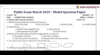 Video thumbnail for 11th Computer Science Public Exam March 2019 - Model Question Paper - 1  (English Medium)