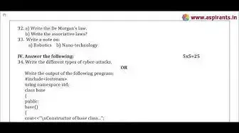 Video thumbnail for 11th Computer Science Public Exam March 2019 - Model Question Paper - 2 (English Medium)