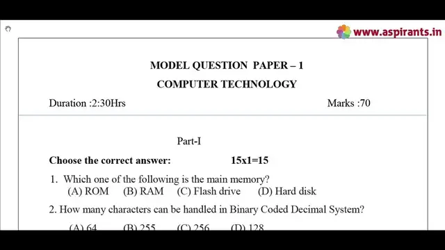 Video thumbnail for 11th Computer Technology Public Exam March 2019 - Model Question Papers (English Medium)