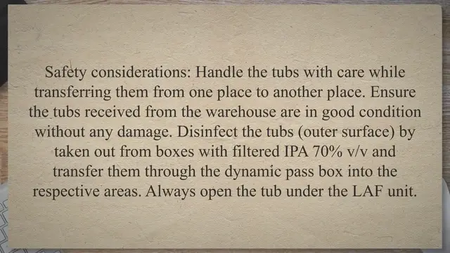 Video thumbnail for SOP for Tub Handling of prefilled syringes of filling machine