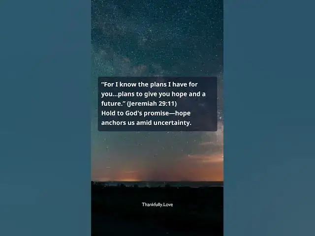 Video thumbnail for Verse of the Day — Jeremiah 29:11 | Hope and a Future